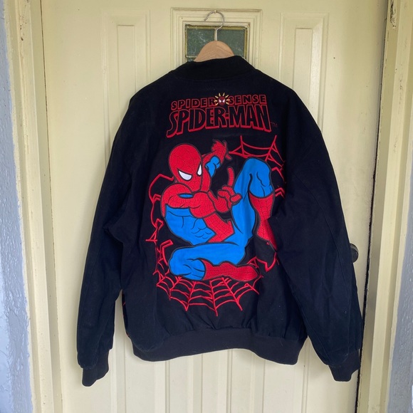 Vintage Y2k Spiderman Spider Sense Snap Button Bomber Jacket Mens 3XL - Picture 2 of 12